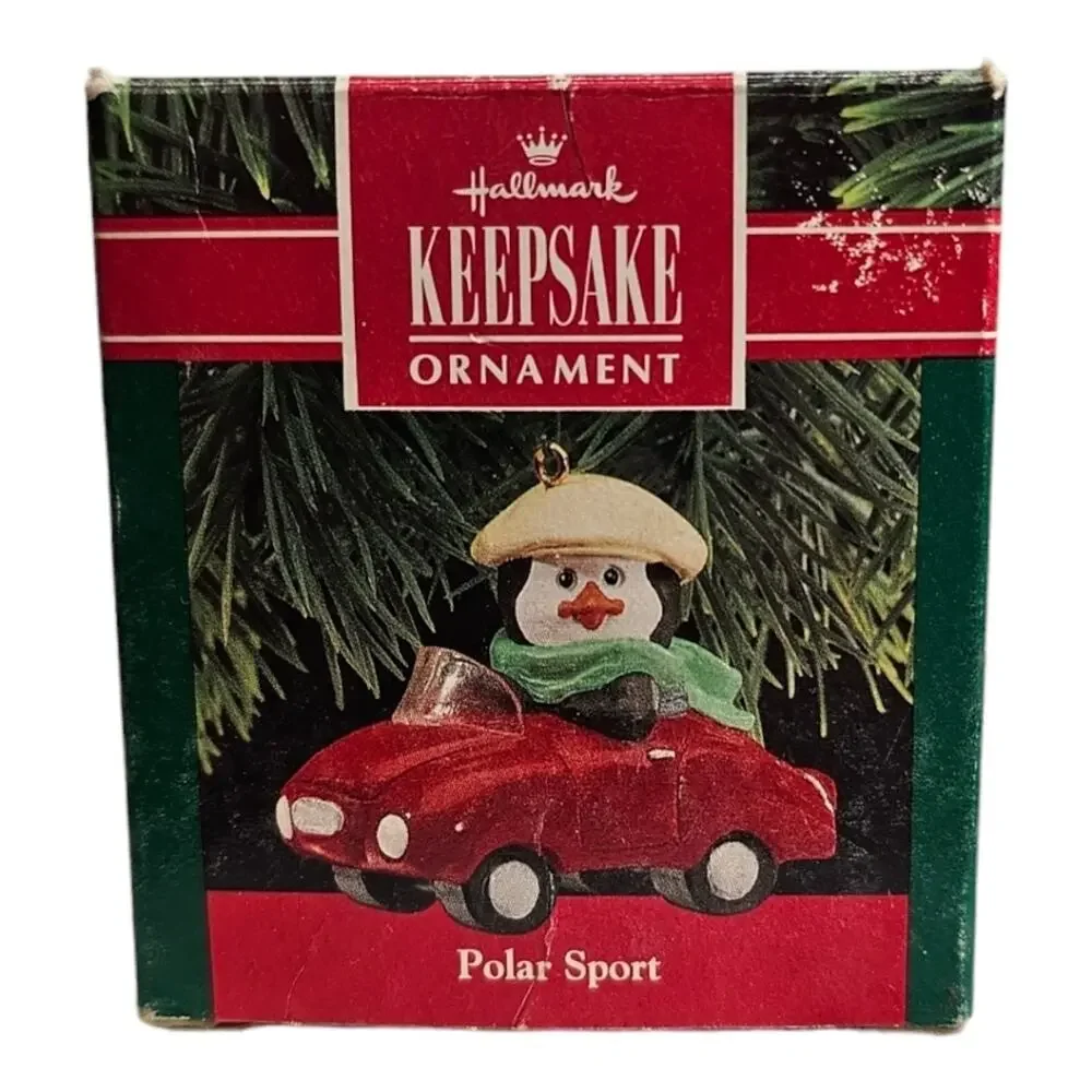 Hallmark Keepsake Plastic Christmas Ornament 1990 Polar Sport Vintage